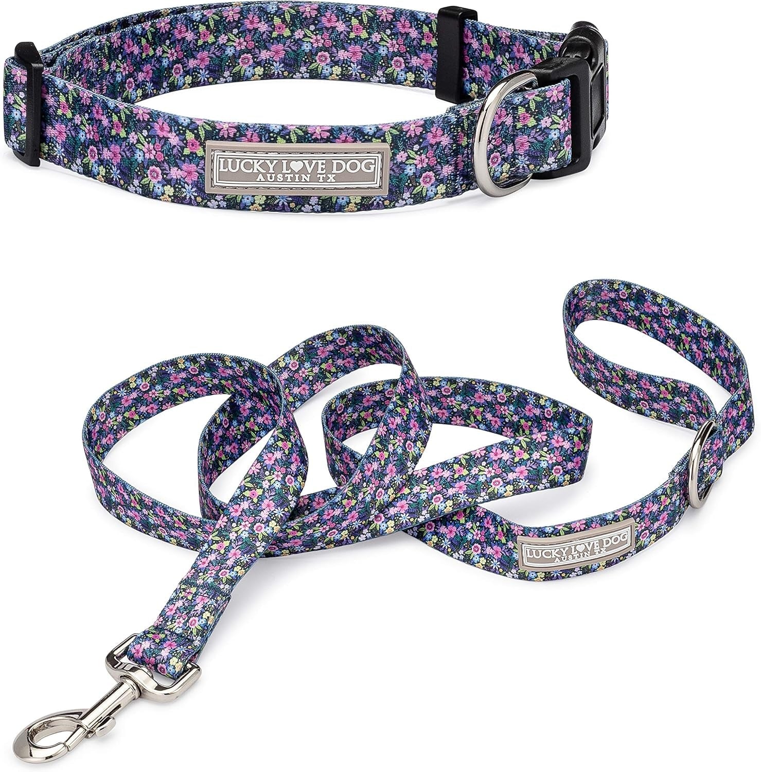 lucky-love-dog-easy-click-buckle-dog-collar-with-leash-set-combo-durable-comfortable-for-male-female-dogs-pet-collar-for-medium-dogs-secure-fit-blackbird-combo-medium