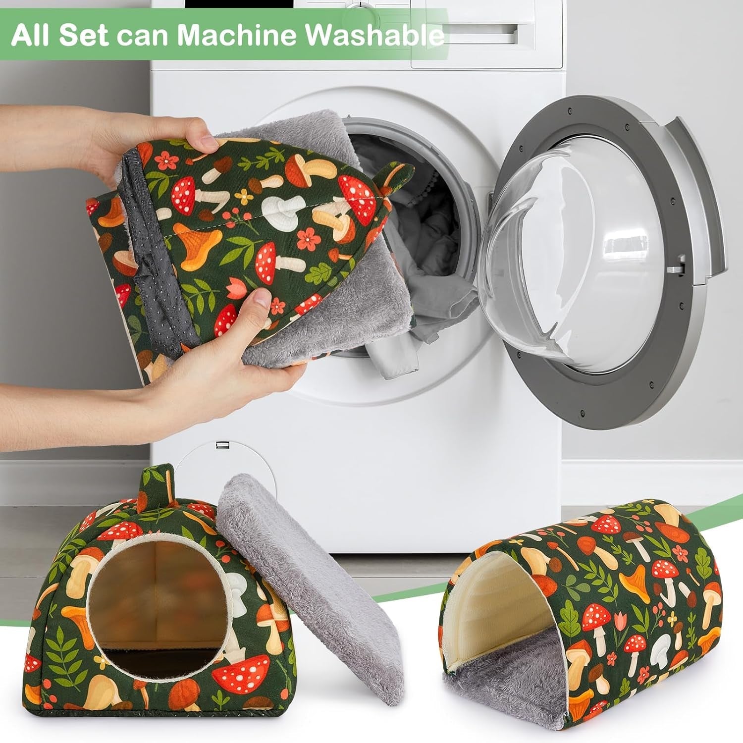 bienbee-guinea-pig-hideout-2-piece-washable-set-for-small-animals-small-guinea-pig-bed-with-soft-plush-resilient-padding-and-easy-machine-washing-for-resting-hiding-and-tunnel-playing