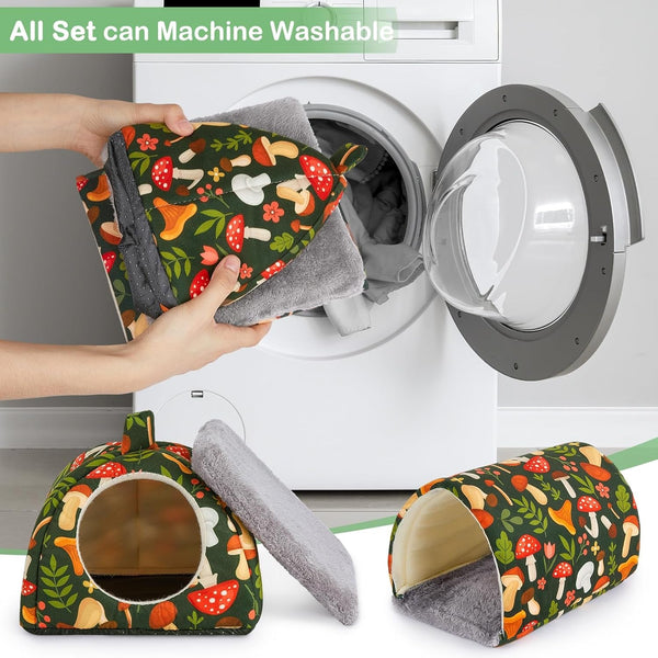 Bienbee Guinea Pig Hideout, 2 Piece Washable Set for Small Animals Small | Guinea Pig Bed with Soft Plush, Resilient Padding, and Easy Machine Washing for Resting Hiding and Tunnel Playing4
