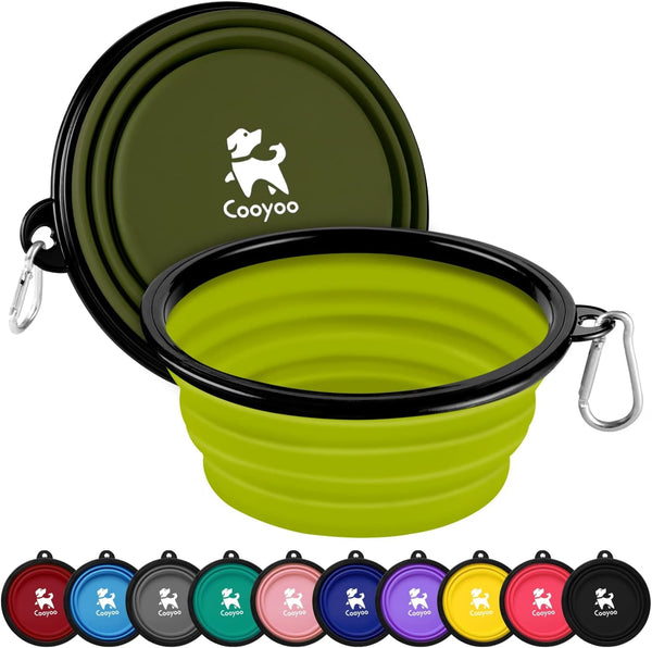 COOYOO Collapsible Dog Bowl,2 Pack Collapsible Dog Water Bowls for Cats Dogs,Portable Pet Feeding Watering Dish for Walking Parking Traveling with 2 Carabiners18