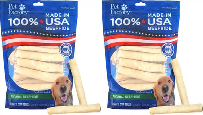Pet Factory 100% Made in USA Beefhide Chip Rolls Dog Rawhide Chews, Thick, Dog Chews Long Lasting from American Cattle, Dog Chew Bones, 5 Inches (Pack of 22)9
