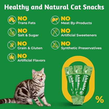Just Try Lickable Cat Treats, Healthy Cat Grass Treats | 20 Tubes Soft Creamy Hairball Control Relief Functional with Taurine & Vitamin E for Cats6