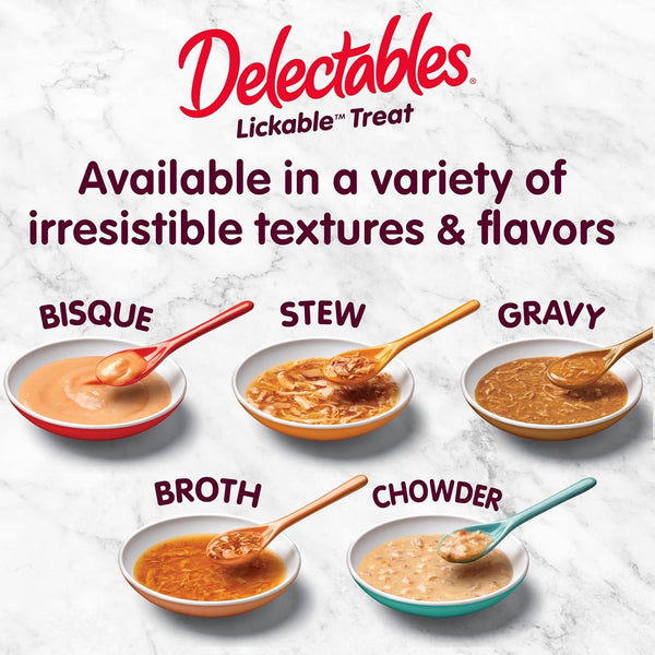 Delectables Lickable Treat Gravy Wet Cat Treat Variety Pack, Food Topper, Hydrating, Grain-Free, No Fillers, By-Products, Added Preservatives, 1.4Oz Pouch, 12Ct7