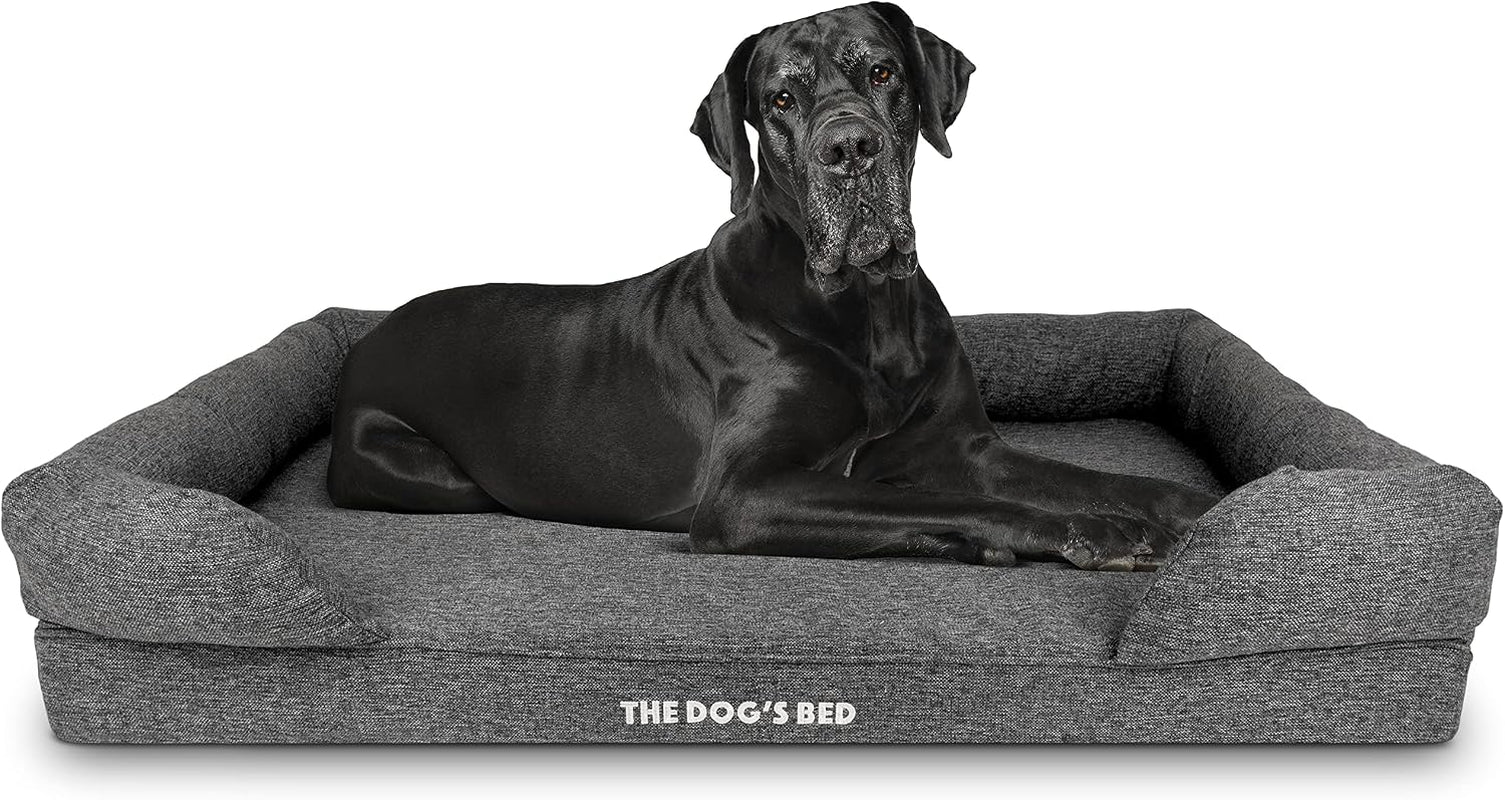 the-dog-s-bed-orthopedic-memory-foam-dog-bed-with-bolsters-for-large-dogs-high-density-support-mattress-low-front-entry-removable-washable-cover-oxford-fabric-blue-with-dark-red-trim-large