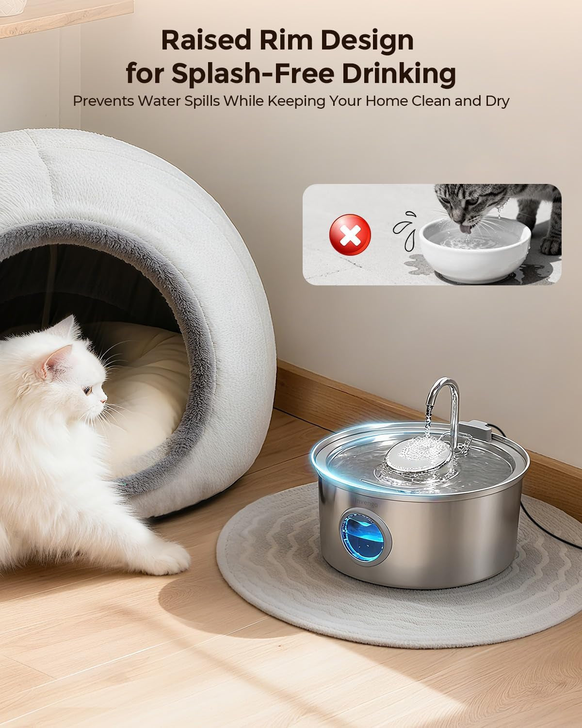 invengo-cat-water-fountain-stainless-steel-108oz-3-2l-pet-fountain-with-large-water-level-window-ultra-quiet-automatic-cat-water-dispenser-for-cats-and-dogs-2-flow-modes-splash-proof-design