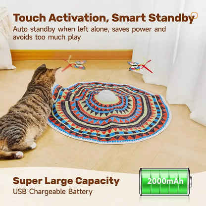 Potaroma Cat Toys Chargeable, 3In1 Hide and Seek, Interactive Fun | Automatic Fluttering Butterfly, Moving Feather, Kitten Wand, Indoor Kitty Exercise Kicker 22.8 Inch Cover for All Breeds6