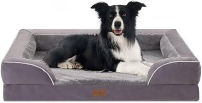 Comfort Expression Orthopedic Dog Bed for Extra Large Dogs with Bolster | Waterproof Dog Couch Bed with Washable Cover & Non-Slip Bottom, Supportive Egg Crate Foam XL Pet Bed, 42X30 Inch50