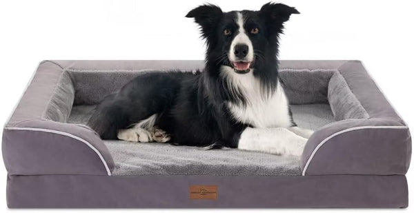Comfort Expression Orthopedic Dog Bed for Extra Large Dogs with Bolster | Waterproof Dog Couch Bed with Washable Cover & Non-Slip Bottom, Supportive Egg Crate Foam XL Pet Bed, 42X30 Inch50
