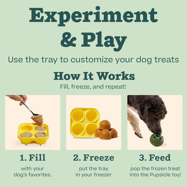 WOOF Pupsicle Dog Treat Toy with Silicone Treat Tray for Dogs 10-25 Lbs | Pupsicle Toy for Small Dogs, Silicone Treat Tray, Homemade Frozen Treats, Easy-Fill Design, Low-Mess Play5