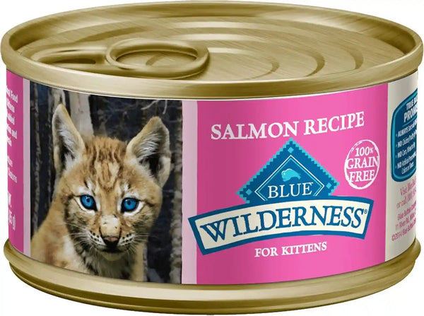 Blue Buffalo Wilderness Kitten Grain-Free Chicken Paté & Salmon Paté Wet Cat Food with DHA, High-Protein & Made with Natural Ingredients, Supports Healthy Growth & Development, 3-Oz. Each (6 Count)3