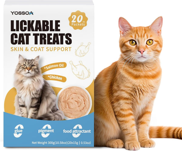 100Tubes Cat Treat Lickable, Omega-3 Fish Oil for Skin and Coat Health Squeezable Creamy Purée Cat Treat Real Chicken Puree Lickables Bulk Wet Squeeze Treats for Kittens Healthy Grain-Free8