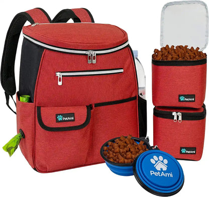 Petami Dog Travel Bag Backpack, 27L Airline Approved Pet Supplies Organizer with 2 Food Containers, 2 Collapsible Bowls & Poop Bag Dispenser, Weekend Road Trip Camping Dog Mom Gift, Purple10