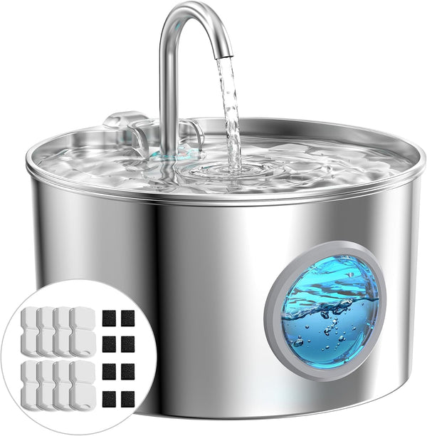 Cat Water Fountain Stainless Steel: 74Oz/2.2L Cat Fountain for Drinking - Pet Water Fountain for Cats inside - Quiet Cats Water Bowl Dispenser - Kitty Drinking Fountains - for Pets& Small Animals12