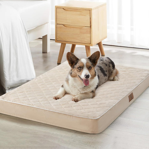 WNPETHOME Orthopedic Waterproof Extra Large Senior Dogs Bed for Comfy Sleeping with Removable Washable Cover, Multi-Needle Quilting XL Crate Bed for Large Sized Dog Relax, Light Grey25