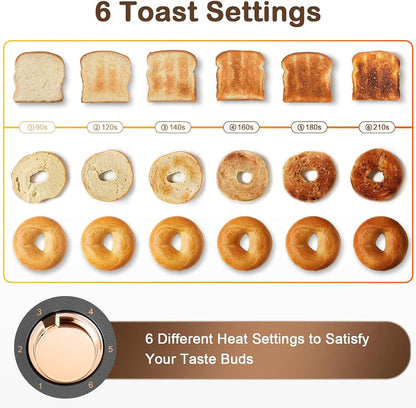 4 Slice Toaster, Long Slot Toaster with Warming Rack, Timer, Bagel, Defrost, Reheat Functions, Crumb Tray, 6 Browning Settings, Extra Wide Long Slots, Stainless Steel, 1300W, Grey5