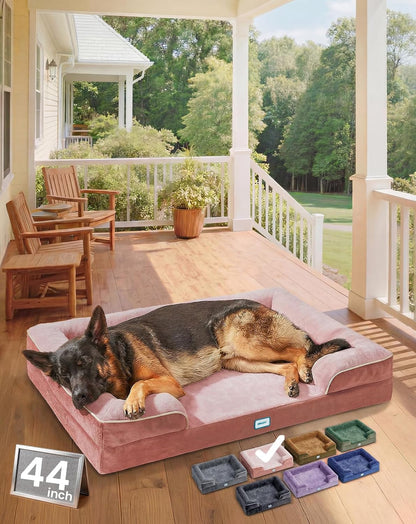 Ohgeni Orthopedic Extra Large Dog Bed Couch, Memory Foam, 44-Inch (Gray) | Waterproof Pet Bed with Machine-Washable Removable Cover & Soft Comfortable Fabric20