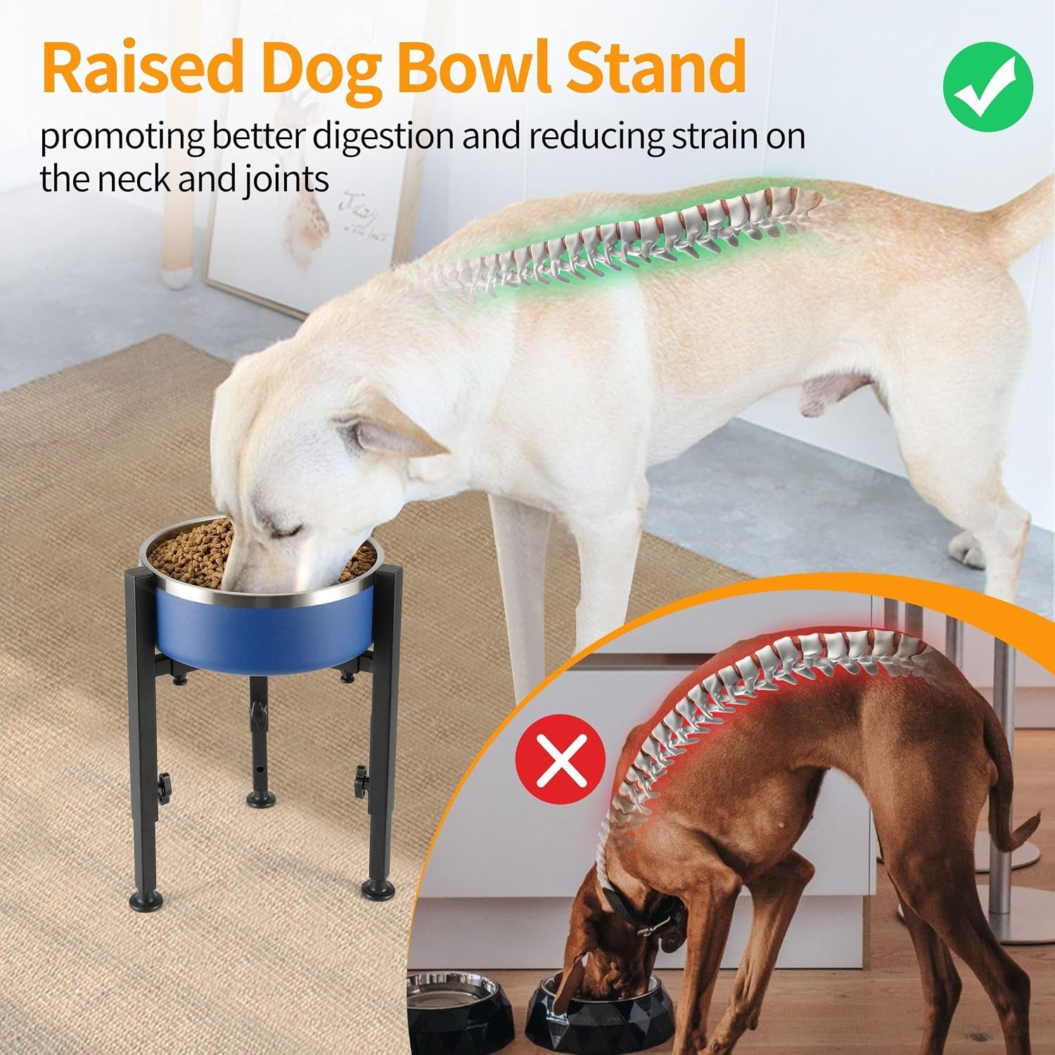 proerr-single-dog-bowl-stand-tall-dog-food-stand-adjustable-wide-7-11-heights-14-5-metal-elevated-pet-bowl-holder-raised-water-feeder-for-medium-large-dogbowl-not-included