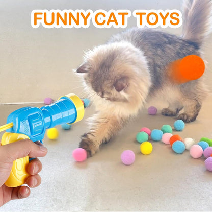 Meohui 31Pcs Cat Ball Toy Launcher Gun,Cat Balls Fetch Toy,30Pcs Plush Fuzzy Balls Launcher Cat Toy for Cats with 1 Gun,Funny Interactive Cat Toys for Bored Indoor Adult Cats,Cute Kitten Kitty Toys7