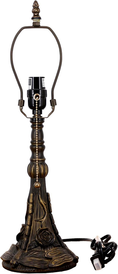 Table Lamp Base Replacement Only(E (W 6 H 19 Inch)) | Fit for 8, 10, 12 Inch Tiffany Style Stained Glass Lampshade, Dark Bronze Finish,Resin, Push Switch on Cord1