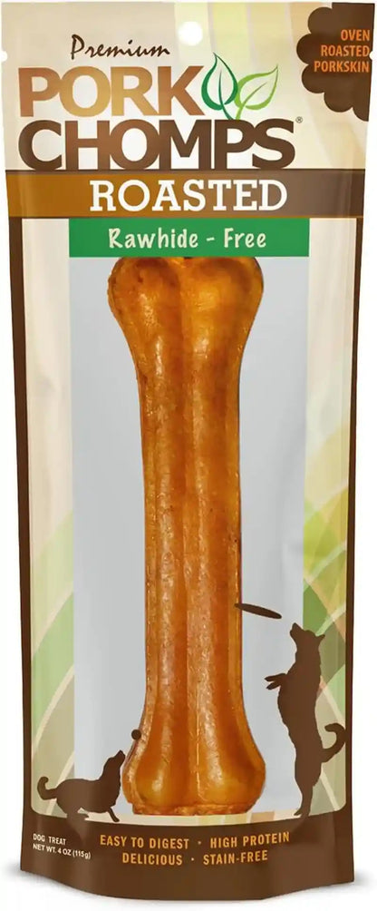 Pork Chomps Roasted Pressed Pork Skin Dog Chews, 4.5-Inch Bone, 2 Count10