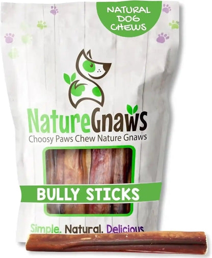 Nature Gnaws Extra Thin Bully Sticks for Small Dogs 5-6" (10 Count) - Long Lasting for Light Chewers and Puppies - Natural Beef Dog Chew Bones19