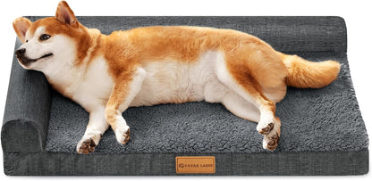 Patas Lague Orthopedic Large Dog Bed Pet Sofa Beds 36''X24'' Black | L Bolster Egg-Crate Foam Dog Couch for Large Sized Dogs, Waterproof Removable Washable Cover, Pet Mat with Nonskid Bottom9