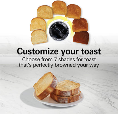 2-In-1 Countertop Toaster Oven & Long Slot 2 Slice Toaster | Versatile Toasting & Baking | Auto Shut off | Shade Selector & Temperature Control |Compact Retro Design | Black | 227254