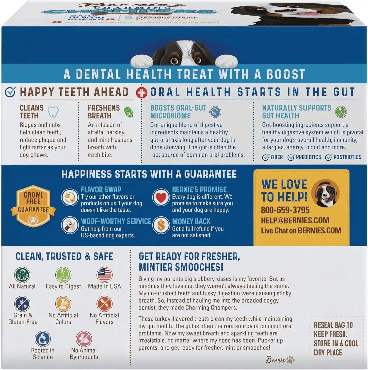 bernies-charming-chompers-dog-dental-chews-gut-support-51-100-lb-24-ct