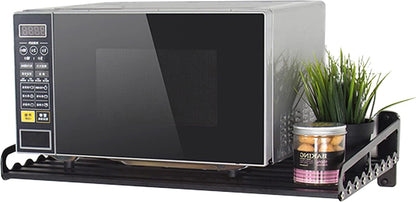 Microwave Oven Rack, 23.58"X15.52" Wall Shelf, Mounted Oven Bracket Holder, 80Ib Load Bearing, Household Commercial Microwave Rack for Dorm, Apartment, Kitchen, Bedroom, Black9