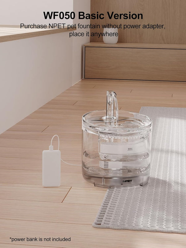 NPET Cat Water Fountain WF050TP 1.5L Automatic Pet Drinking Fountain with Replacement Faucet Kit-No Adapter2