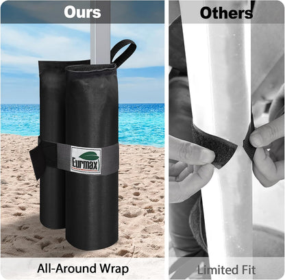 USA 4-Pack 150LBS Capacity Universal Canopy Weight Bags,Heavy Duty Windproof Sandbags with All-Around Wrap Design,Ultimate Stability for Pop up Tent,Shelter in High Winds(Sand Not Included)5