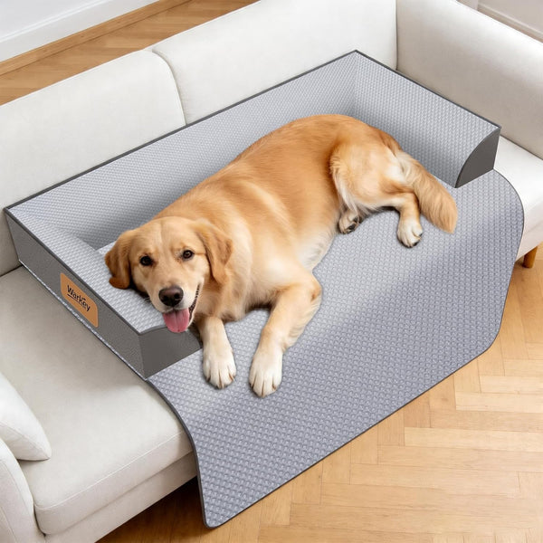 Large Dog Bed for Couch, Cooling Orthopedic Dog Bed, Removable Washable Cover, Waterproof Lining, Non-Slip Bottom, Dog Sofa Bed with Extended Mat, Size: 41"*37"*4.9"7