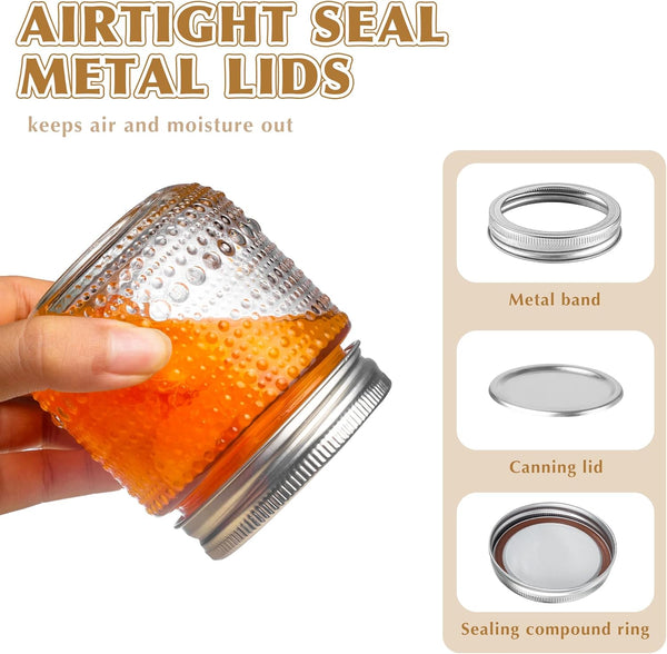 Mason Jars 8 Oz with Lids 12 Packs, Vintage Half Pint Small Glass Canning Jars with Silver Metal Lids for Storing, Pickling, Honey, Jam, Home Decor, Candle and DIY Crafts4