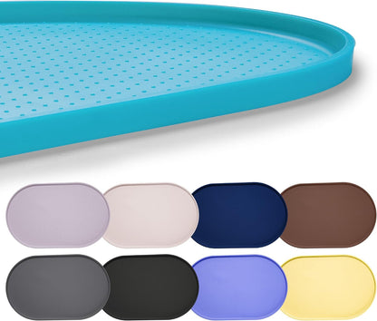 Hubulk 100% Waterproof Silicone Pet Feeding Mat with Raised Edge for Food and Water, Dog Bowl Mats, Cat Bowls Placemat with High Lip Protects Floor for Cats and Dogs (Gray, 19" L X 12" W)11