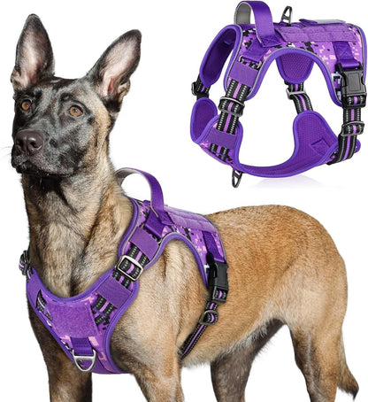 Rabbitgoo Tactical Dog Harness for Large, No Pull Military Service Vest | Molle & Handle, Heavy Duty, Adjustable, Reflective Straps, Easy Control for Training Walking, Black, Large53