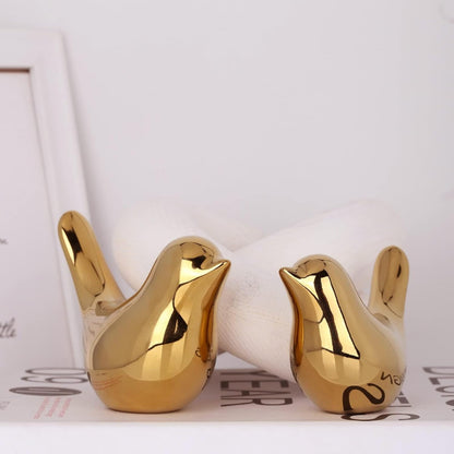 2 Pcs Gold Decor Accents,Small Animal Statues,Modern Home Decorative, Birds Sculpture, Ornaments for Shelf, Bookshelf, Coffee Table,Knick Knacks Home Decor for Shelves(Gold Bird)4