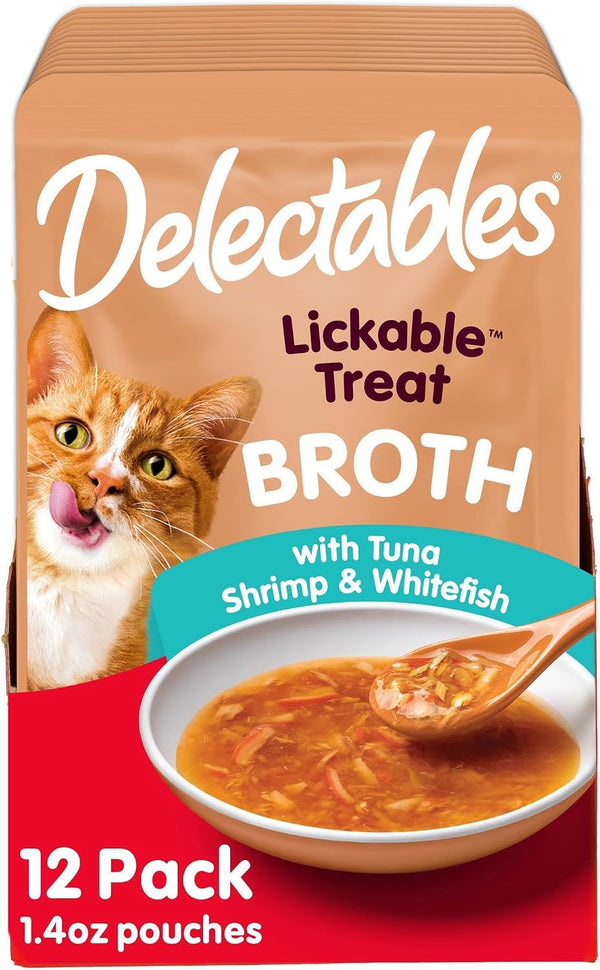 Delectables Savory Broths Lickable Wet Cat Treat Variety Pack, 12Count(Pack of 1)12