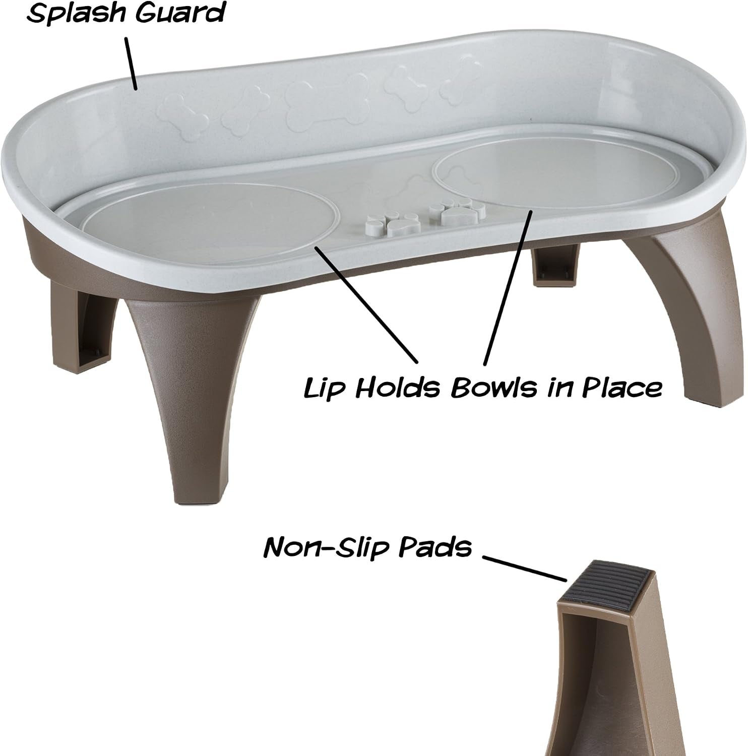 elevated-pet-feeding-tray-21-x-11-x-8-5-raised-dog-bowl-stand-with-splash-guard-and-non-skid-feet-comfortable-mealtime-for-dogs-and-cats-by-petmaker-brown-gray
