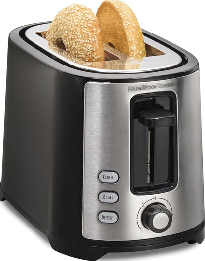 Extra-Wide Slot 2 Slice Toaster with Bagel & Defrost Buttons | Browning Control with 7 Shades | Auto Shutoff | Toast Boost | Slide-Out Crumb Tray | Black & Stainless Steel | 22633G1