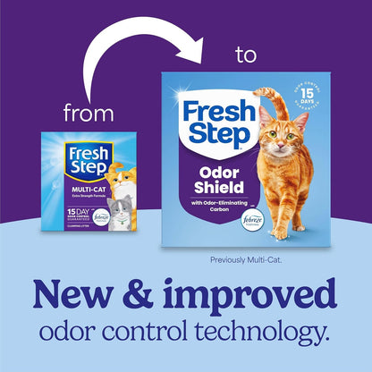 Fresh Step Odor Shield Multi Cat Clumping Litter with Febreze Freshness, Odor-Eliminating Carbon, Ammonia Block Technology, 22 Lb. Box2