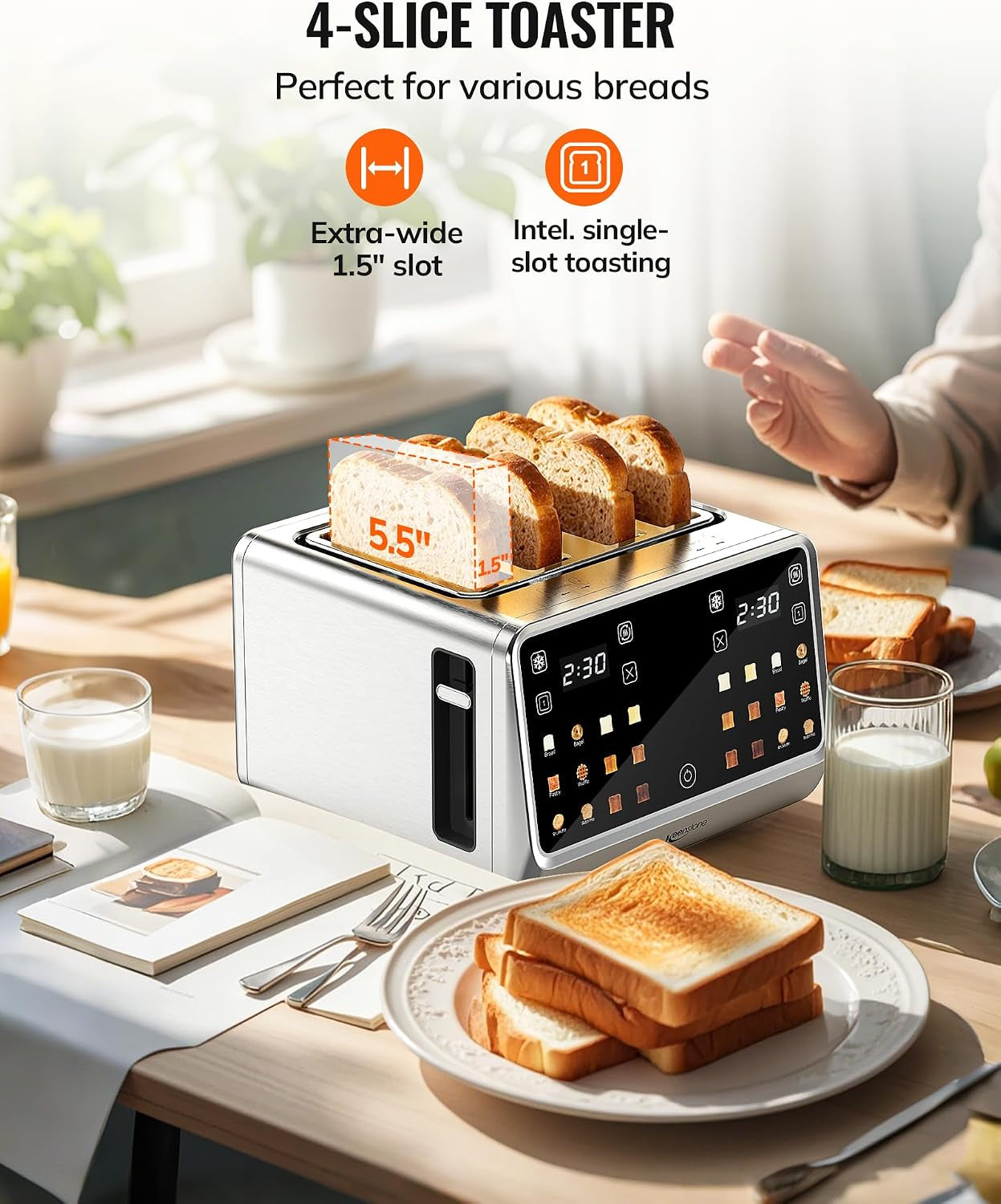 toaster-4-slice-with-touchscreen-memory-function-single-slot-focus-1800w-smart-digital-toaster-for-ultimate-control-wide-slot-to-reheat-defrost-bagels-bread-waffles-stainless-steel