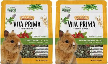 Sunseed Vitakraft Vita Prima Young Rabbit Food 4 Lb - Wholesome Daily Nutrition with Timothy Hay Alfalfa Grains Fruits and Vegetables for Growing Rabbits - Nutrient Rich Seed and Pellet Blend2