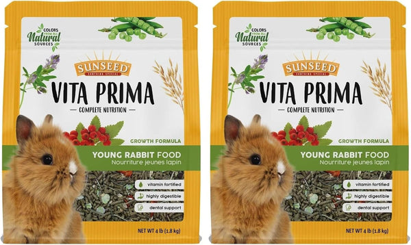 Sunseed Vitakraft Vita Prima Young Rabbit Food 4 Lb - Wholesome Daily Nutrition with Timothy Hay Alfalfa Grains Fruits and Vegetables for Growing Rabbits - Nutrient Rich Seed and Pellet Blend2