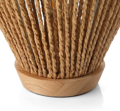 Boho Table Lamps for Bedroom & Living Room - Small Natural Woven Basket Lanterns with Paper String Shades5
