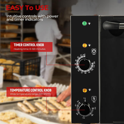 Commercial Convection Oven 2500W with 122-572°F Control | 3-Tier Toaster Oven, 50 Qt Large Capacity Electric Oven for Restaurant/Cafe/Pizza Shop/Food Industry, Black2
