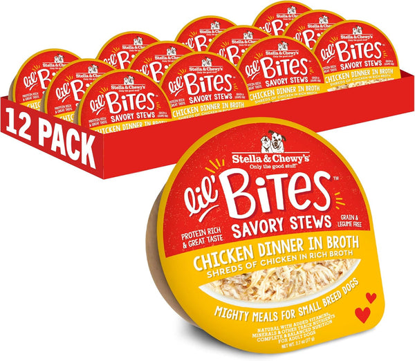 Stella & Chewy'S Lil Bites Savory Stews for Small Breeds Chicken Dinner in Broth, 2.7 Oz. Cups (Pack of 12)1