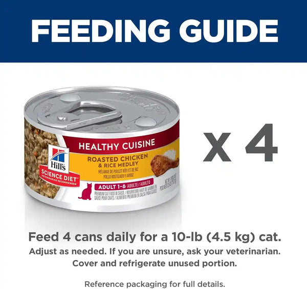 Hill'S Science Diet Adult 1-6 Healthy Cuisine Wet Cat Food | #1 Veterinarian Recommended, Roasted Chicken & Rice, 2.8 Oz. Cans, 24-Pack9