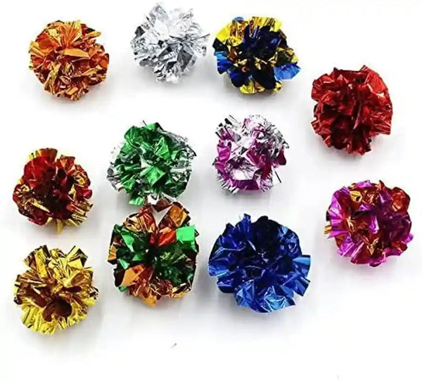 ISMARTEN 12 Packs Crinkle Balls Cat Toys for Indoor Cats, Lightweight Shiny Crinkle Paper Ball for Kitten (Random Color) (2.36 In)4