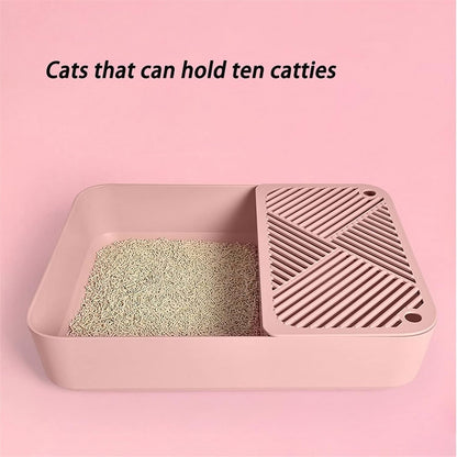 Dog Potty Training Toilet ﻿ Cat Litter Tray Fully Enclosed Japanese Style Box Toilet Kitten anti Splash and Deodorant Corridor Pet with Curtain Pink and White(A)4