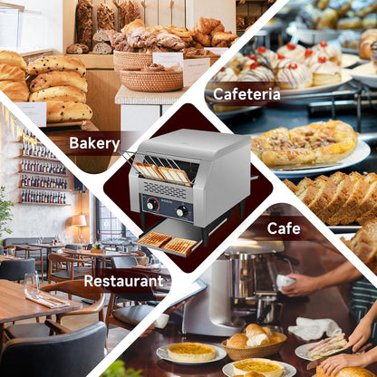 Commercial Toaster 300 Slices/Hour Industrial Conveyor Toaster 1900W Stainless Steel Restaurant Toasters for Croissants Toast Bun Bagel Bread9